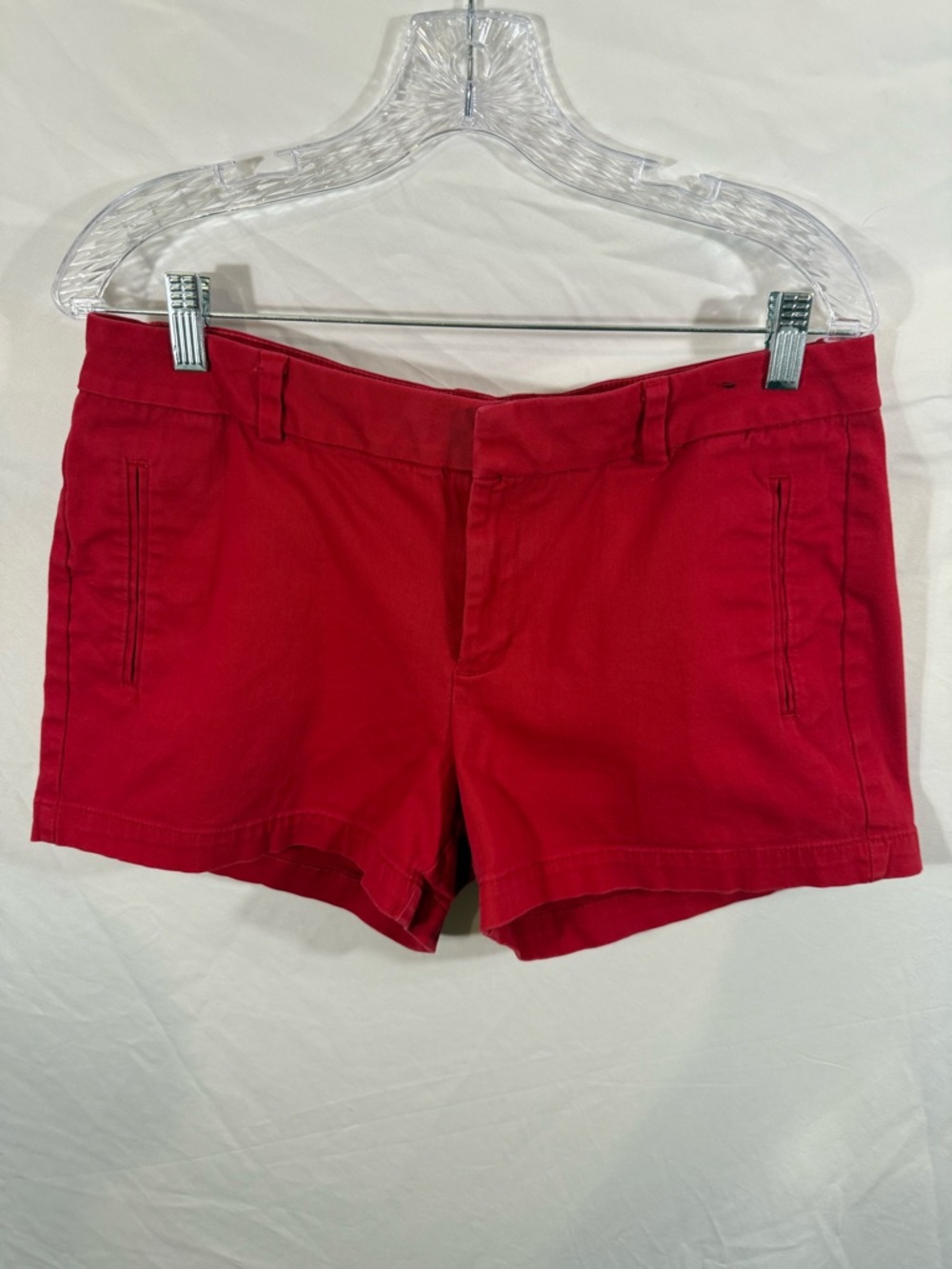 Women's Red Cotton Blend Bermuda Shorts